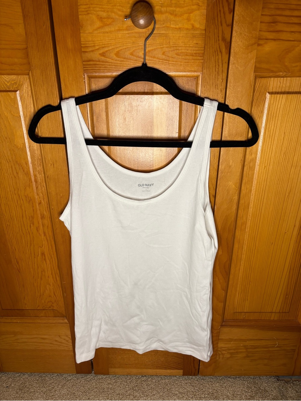 Old Navy White Ribbed Scoop Neck Tank
